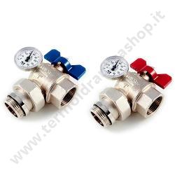 Tiemme Valvola A Sfera Squadro Bocchettone 1'' Con Termometro