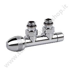 Sr Valvola D'arredo Cromata Bitubo Termostatizzabile 1/2' Interasse 50 Mm. Serie Ovus