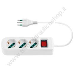 Vimar Presa Mobile Multipla Universale 3 Uscite Sicury P40 Con Cavo Mt.1,5 Bianca