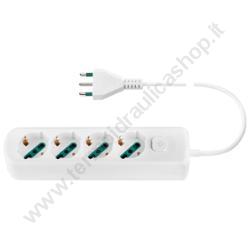 Vimar Presa Mobile Multipla Universale 4 Uscite Sicury P40 Con Cavo Mt.1,5 Bianca