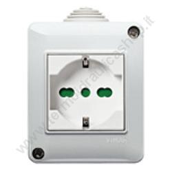 Vimar Cassetta Pvc Stagna S/sportellino + Schuko Ip40 Colore Grigio