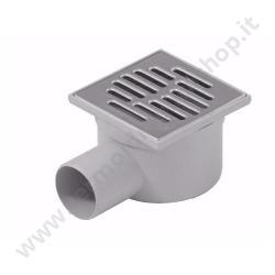 Chiusino Sifonato Orientabile Attacco Orizzontale  D. 50 Con Griglia Inox  150×150