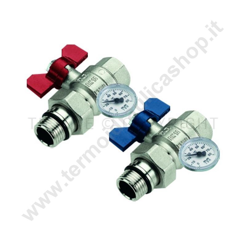 03551 - Tiemme Valvola A Sfera Dritta Bocchettone 1'' Con Termometro