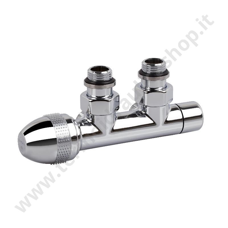 0470C - Sr Valvola D'arredo Cromata Bitubo Termostatizzabile 1/2' Interasse 50 Mm. Serie Ovus
