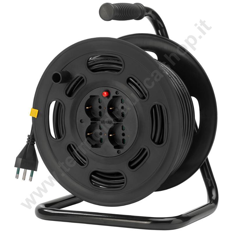 0P32733 - Vimar Avvolgicavo 16a 4 Uscite Universali Con Cavo Mt.45 Nero