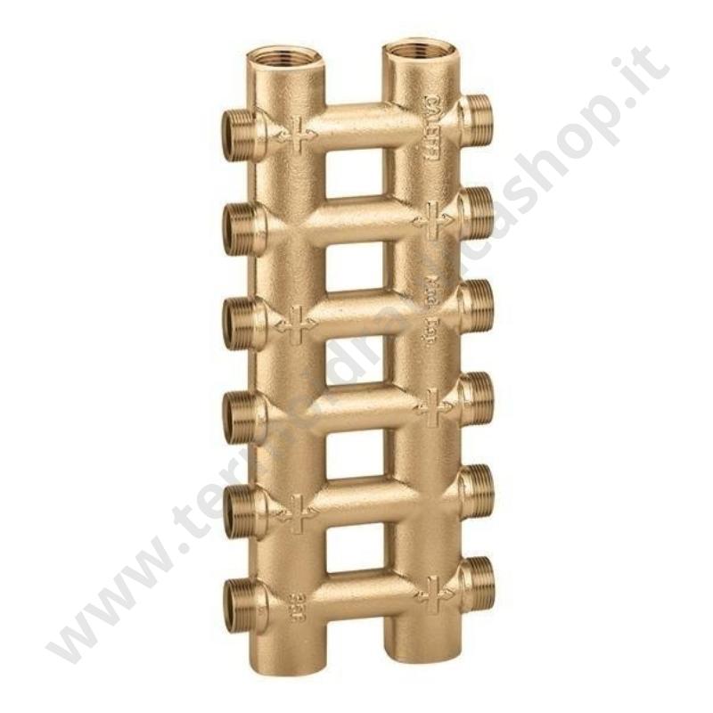 356506 - Caleffi Collettore Complanare Fuso Monoblocco Con Attacco 3/4''  6+6