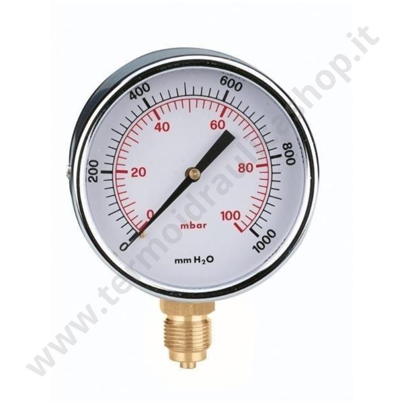 846103 - Caleffi Manometro Per Gas 3/8'' 60 Mbar Con Attacco Radiale