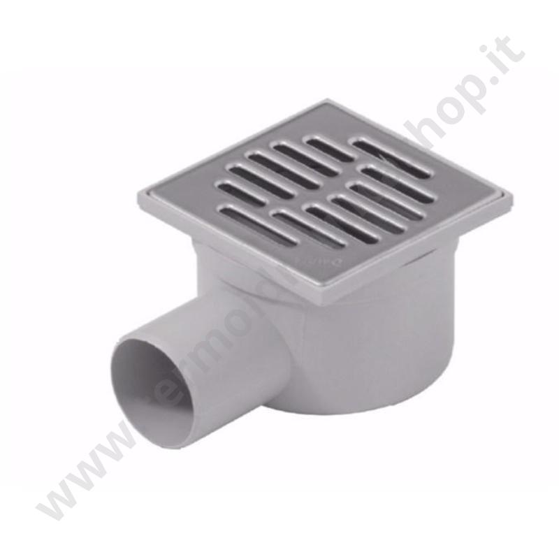 E2250AI - Chiusino Sifonato Orientabile Attacco Orizzontale  D. 50 Con Griglia Inox  150×150