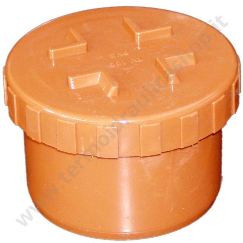 19PR160 - Tappo Di Ispezione In Pvc Rosso  D. 160