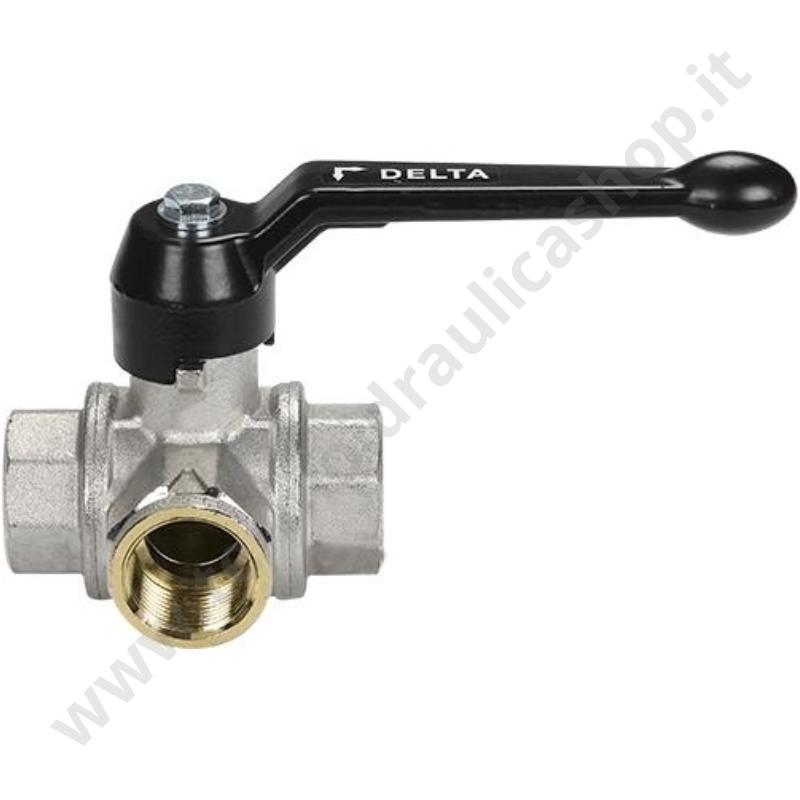 034590 - Valvola A Sfera A 3 Vie In Ottone 1''1/4