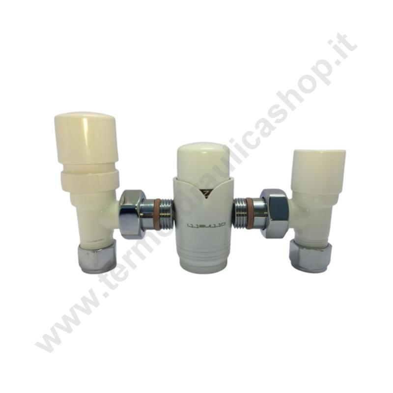 KIT41AWB - Ottinetti Kit Valvola Termostatica Bianca E Detentore Attacco Dritto