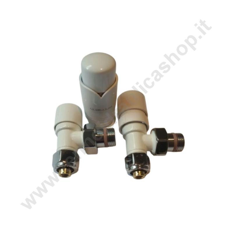 KIT41AWB - Ottinetti Kit Valvola Termostatica Bianca E Detentore Attacco Dritto