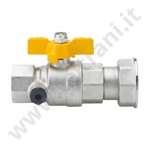 03663 - ENOLGAS VALVOLA A SFERA PER GAS DRITTA FEMMINA FEMMINA PER ATTACCO SOPRA CONTATORE 1'1/4×1'  CON ATTACCO PROVA IMPIANTI GAS