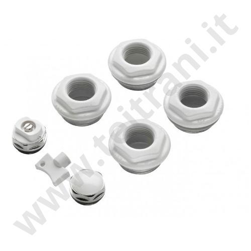 04008 - KIT 4 RIDUZIONI BIANCHE PER RADIATORE ALLUMINIO 1/2 CON FLANGIA 42 E 1 VALVOLINO + 1 TAPPO