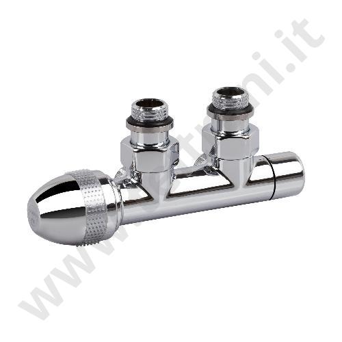 0470C - SR VALVOLA D'ARREDO CROMATA BITUBO TERMOSTATIZZABILE 1/2' INTERASSE 50 mm. SERIE OVUS