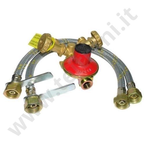 05150 - CENTRALINA GAS 2 RAMPE MINI CON REGOLATORE 4 KG E 2 FLESSIBILI