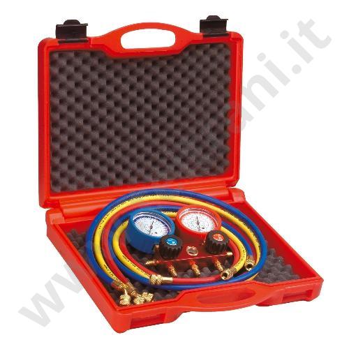 170608 - ROTHENBERGER GRUPPO MANOMETRICO PER GAS REFRIGERANTE R410A - R32 COMPLETO DI FLESSIBILE DA 1,5 METRI E VALIGETTA