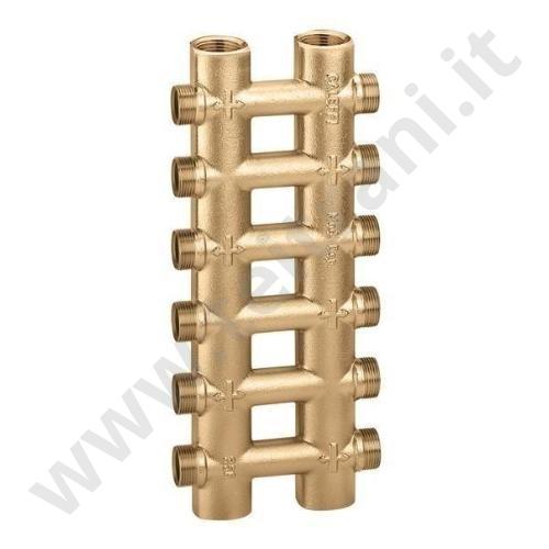 356510 - CALEFFI COLLETTORE COMPLANARE FUSO MONOBLOCCO CON ATTACCO 3/4'' 10+10