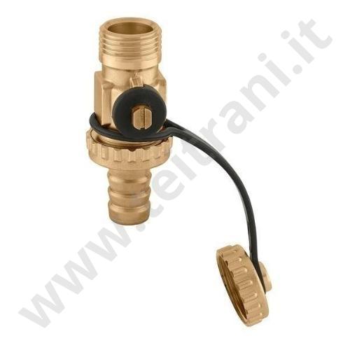 538400 - CALEFFI RUBINETTO DI SCARICO CALDAIA CON PORTAGOMMA E TAPPO 1/2''