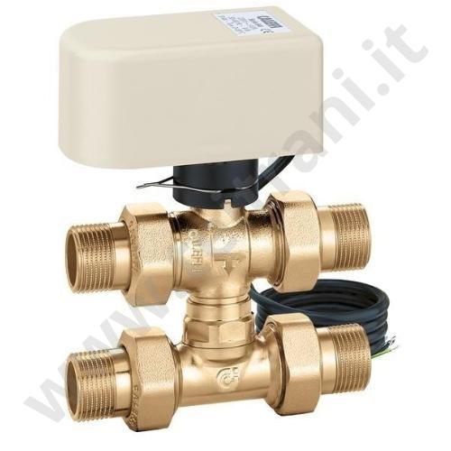 644462 - CALEFFI VALVOLA DI ZONA A SFERA A TRE VIE CON TEE DI BY-PASS 1'  220v