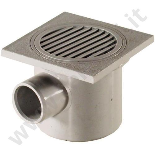 CHABS15G - CHIUSINO SIFONATO ORIENTABILE IN ABS 150×150 ATTACCO ORIZZONTALE  D. 50