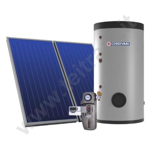 3410316618533 - CORDIVARI PANNELLO SOLARE A CIRCOLAZIONE FORZATA MODELLO B2 DA 2,5 MQ. - BOLLITORE DA 200 LITRI - STAFFE PER TETTO A FALDA