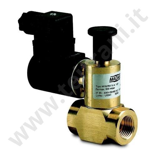 VR741 - ELETTROVALVOLA IN OTTONE PER GAS NORMALMENTE CHIUSA RM 3/4'  220v PRESSIONE MAX 500mBAR