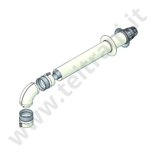3024598 - KIT SCARICO FUMI COASSIALE IN PPS A CONDENSAZIONE 100×60 EXCENTRICO L.850 mm CON CURVA PER CALDAIA IMMERGAS