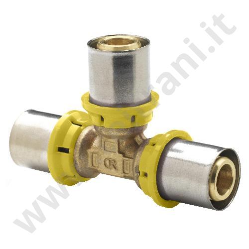 PGTI20 - PR RACCORDO TES A PRESSARE  20×20×20×2 PER GAS
