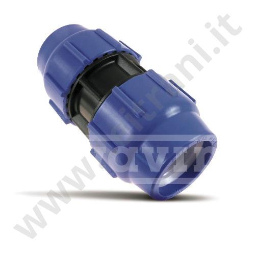 496206 - RACCORDO A COMPRESSIONE DOPPIO IN POLIETILENE PER ACQUA  63×63