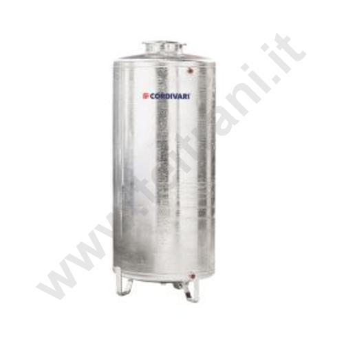 3701012010001 - CORDIVARI SERBATOIO IN ACCIAIO INOX AISI 304 CILINDRICO VERTICALE LITRI 300 DIAMETRO 600 mm