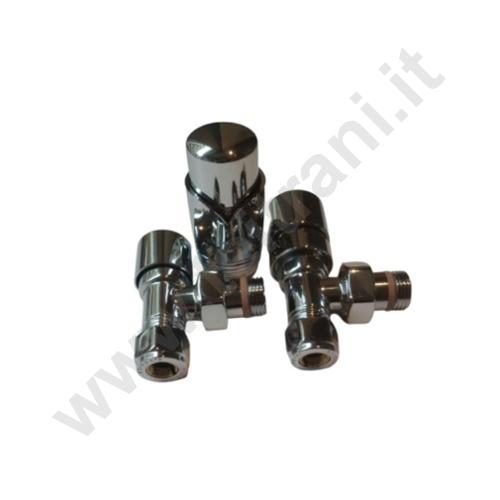 KIT40AKC - KIT TERMOSTATICO CROMATO OTTINETTI COMPOSTO DA VALVOLA TERMOSTATICA CROMATA 1/2' + TESTA TERMOSTATICA + DETENTORE CROMATO 1/2'' DUE ADATTATORI 16 MULTISTRATO