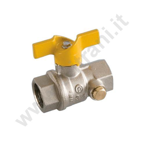 03661 - EFFEBI VALVOLA A SFERA GAS EN 331 FEMMINA FEMMINA 3/4'' CON ATTACCO PROVA IMPIANTI GAS