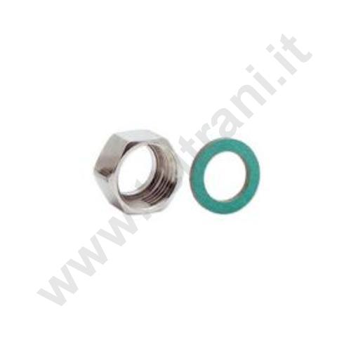 A02001000724 - EUROTIS DADO IN OTTONE DN. 12 1/2' CON GUARNIZIONE PER TUBO CORRUGATO IN ACCIAIO INOX 304